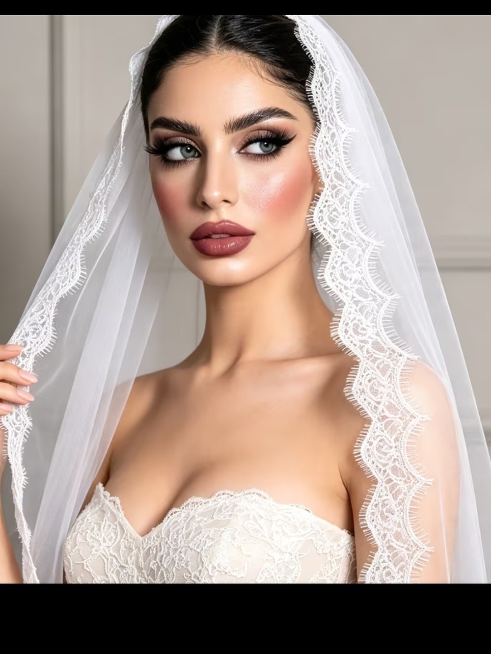 White Lace-Edged Bridal Veil